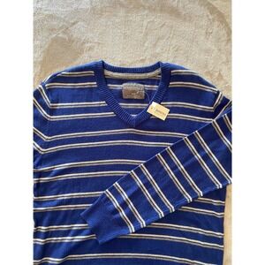 Aeropostale Sweater Mens Medium Blue Gray Striped V Neck Wool‎ Blend A87 New